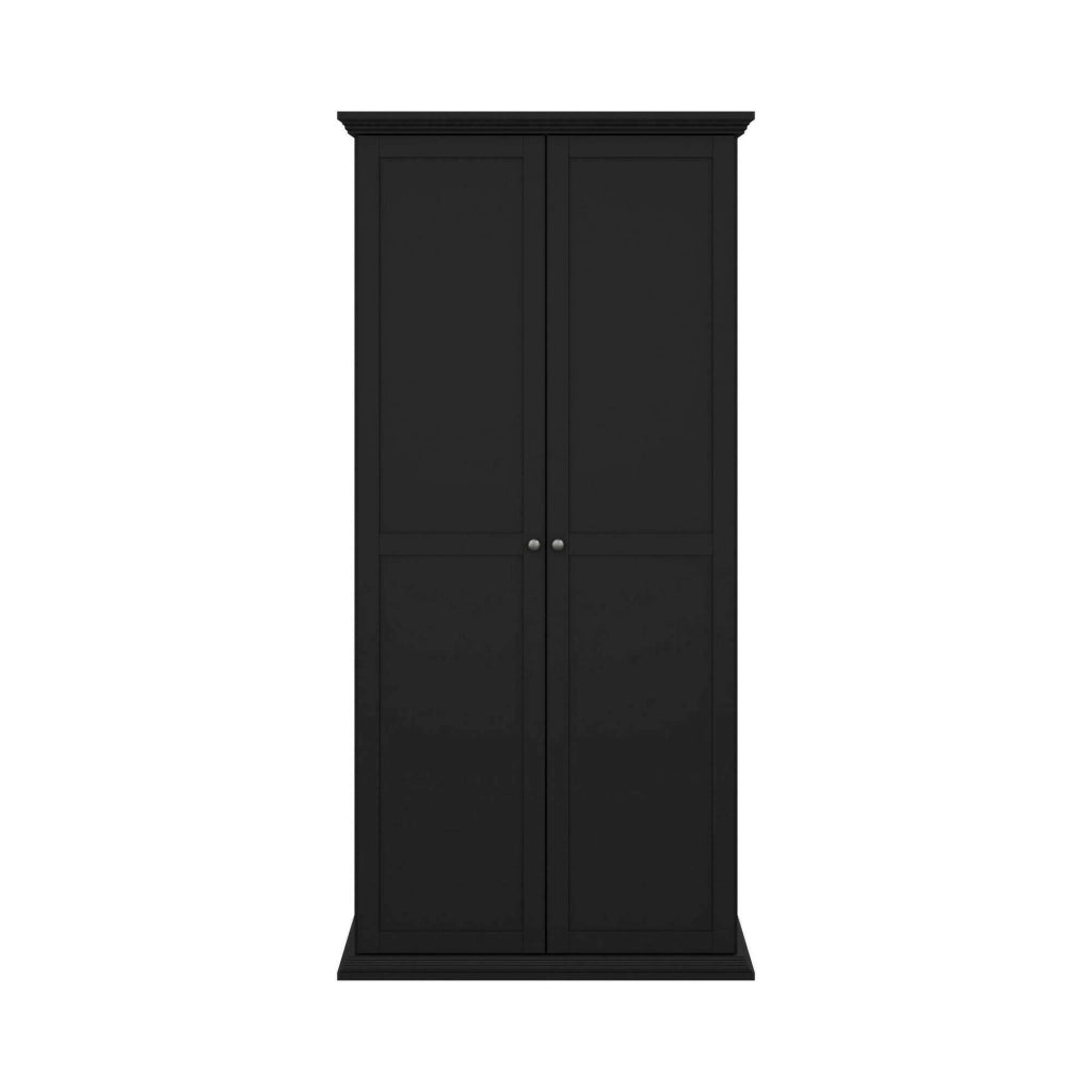 Guardaroba 2 ante Darby, Mobile camera da letto, Cabina armadio portabiti, Armadio appendiabiti, 96x63 h200 cm, Nero