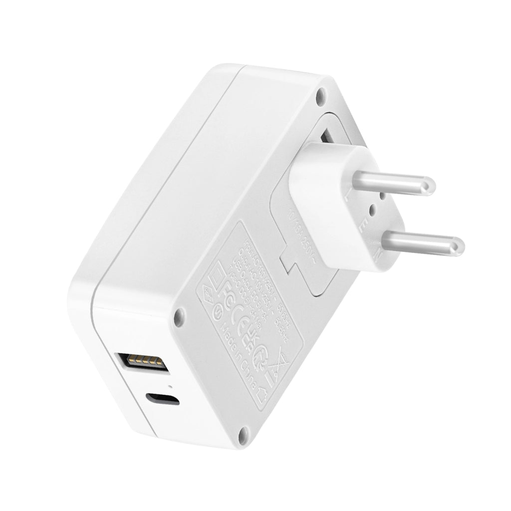 Adattatore Viaggio Europa Brasile USB USB C 15W Bianco Akashi