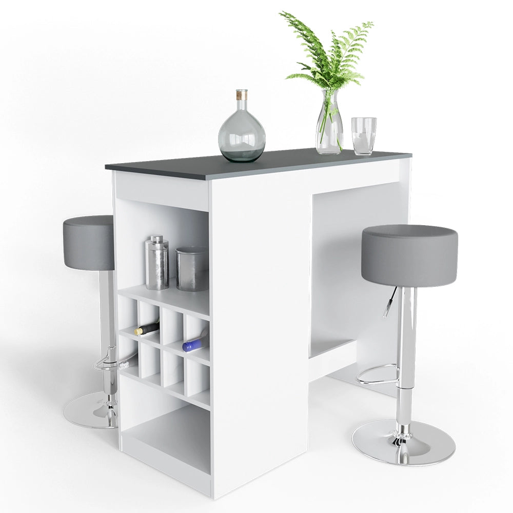 Vicco Tavolo bar con sgabelli Bianco/antracite 115 x 50 cm con 2 sgabelli da bar