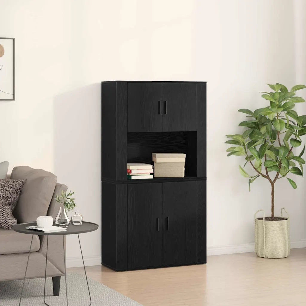 Credenza Rovere Nero 80 x 33 x 150 cm Legno multistrato 3334338