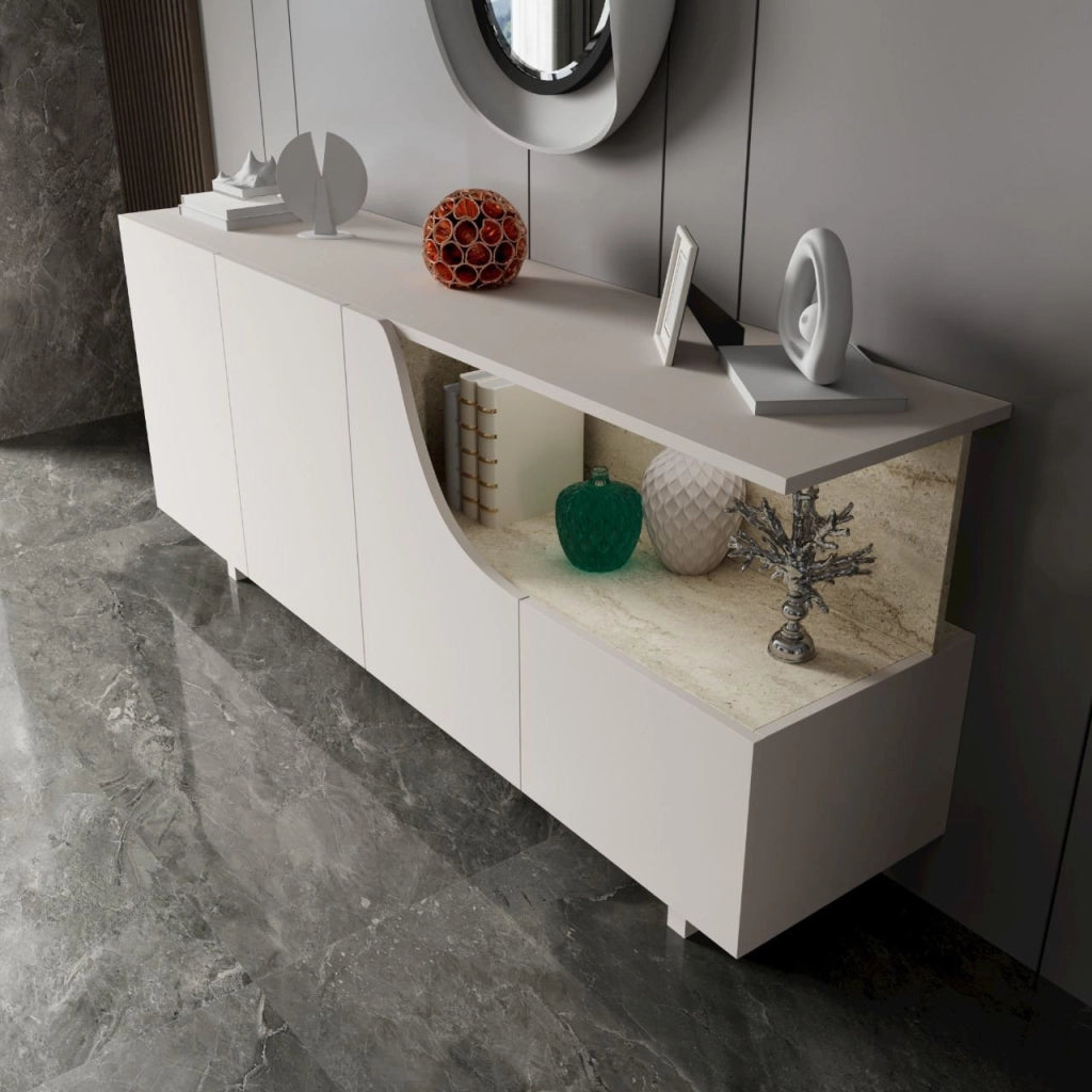 Credenza in legno "Line" - 180 x 40 x 81 cm - Beige