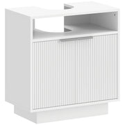 Mobiletto Sottolavabo con 2 Ante e Compartimento Aperto ¨C Zephmum ¨C Bianco 60x33x63 cm