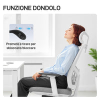 Sedia da Ufficio Ergonomica e Traspirante 64,5x62,5x112-122 cm con Supporto Lombare Dinamico 4D Multicolore
