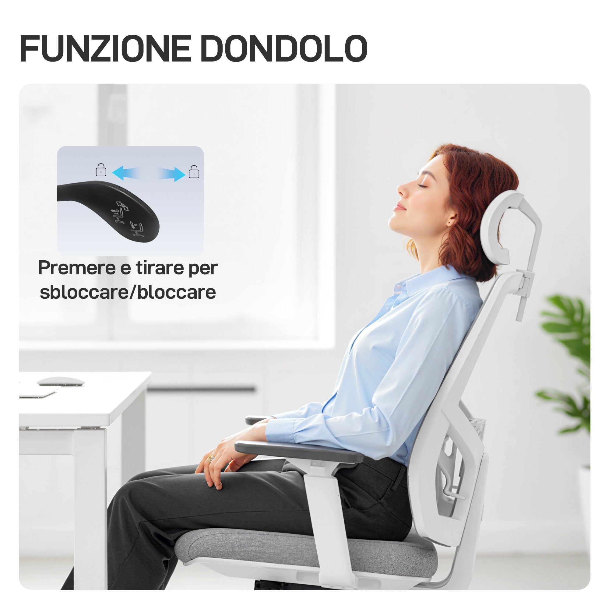 Sedia da Ufficio Ergonomica e Traspirante 64,5x62,5x112-122 cm con Supporto Lombare Dinamico 4D Multicolore
