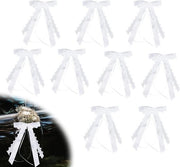 Strisce auto adesive 50 pezzi con fiocchi bianchi - Strisce auto adesive per antenne - Decorazione auto per matrimoni - Decorazione per feste e compleanni - Decorazione auto per matrimoni
