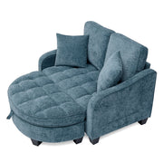 Divano letto 2 in 1 - con pouf contenitore e conversione rapida - in eucalipto blu