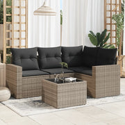 Set Divano da Giardino 5 pz con Cuscini Grigio in Polyrattan 3218910