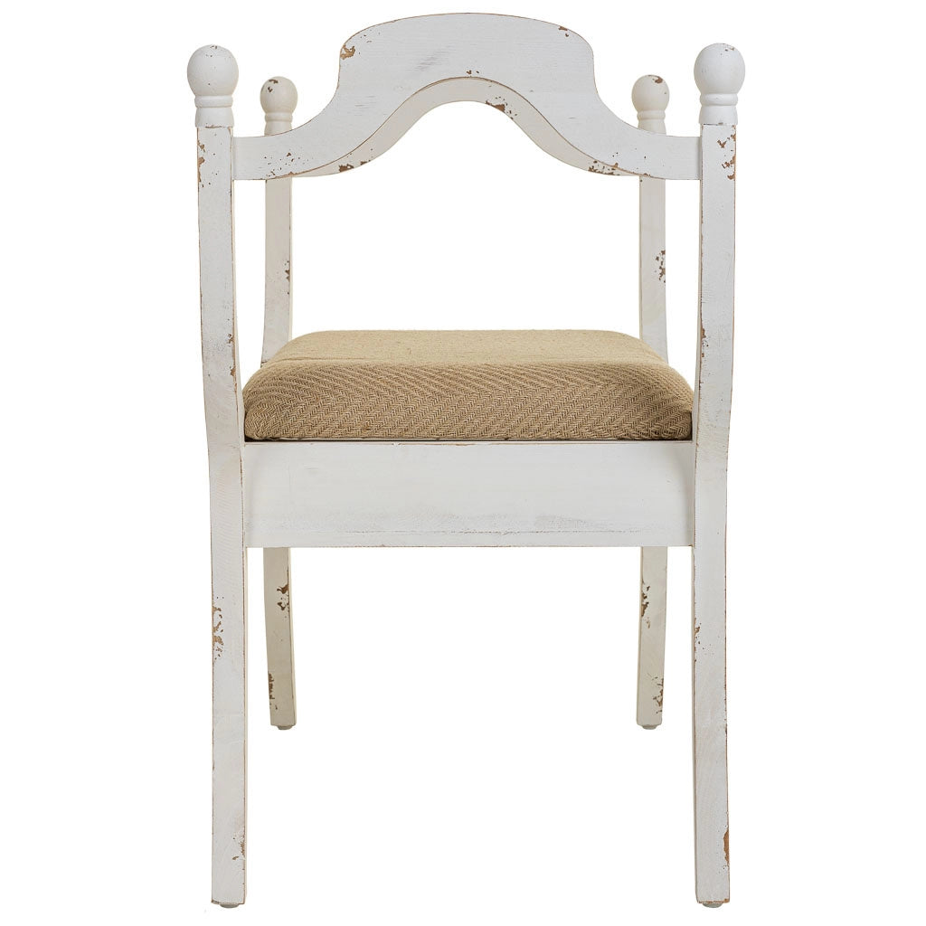 Sgabello imbottita in legno bianco 90x45,5x78h