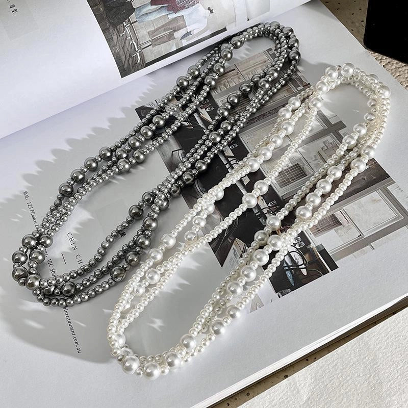 Collana di perle multistrato fatta a mano, regalo di Natale o compleanno.