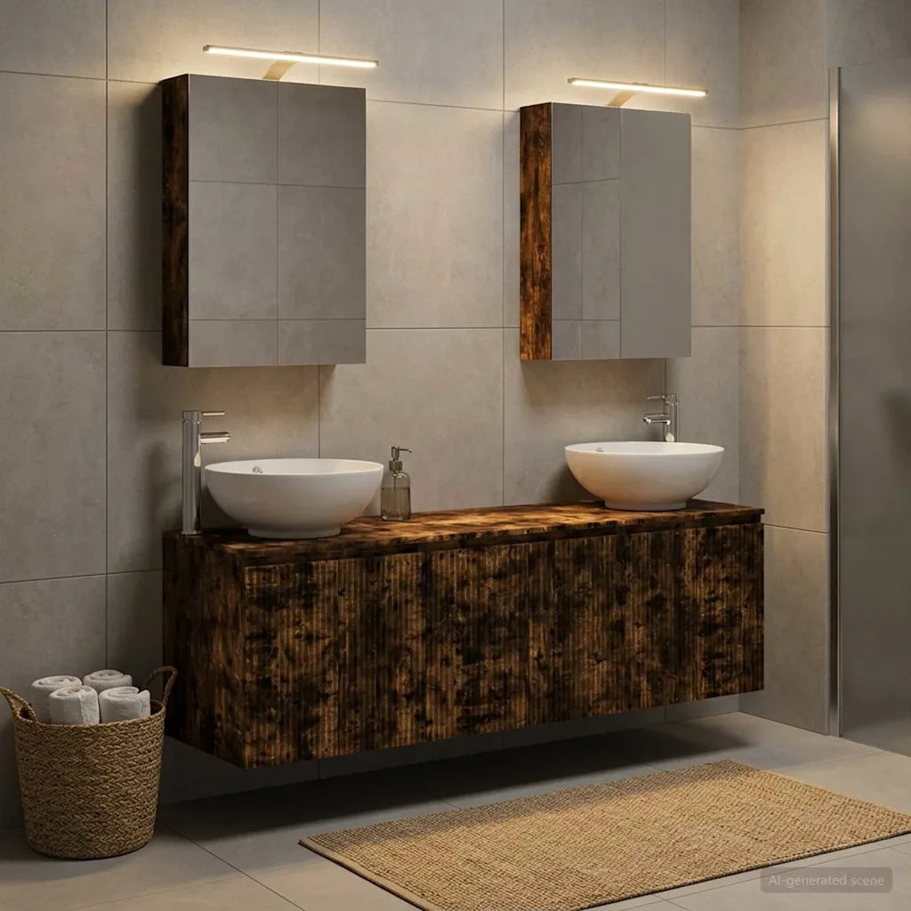Set di Armadi da Bagno 5 pcs Rovere Fumo Legno ingegnerizzato 3406475