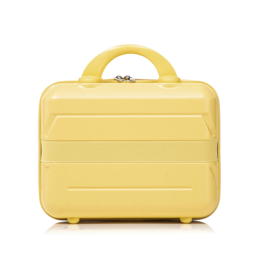 Valigia rigida set da 2 pezzi in ABS con chiusura a combinazione ruote girevoli e beauty case giallo 55 cm