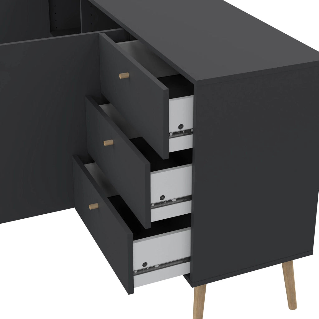 Credenza Erina, Buffet da soggiorno, Madia da salotto, Dispensa da cucina, 147x39 h82 cm, Grigio