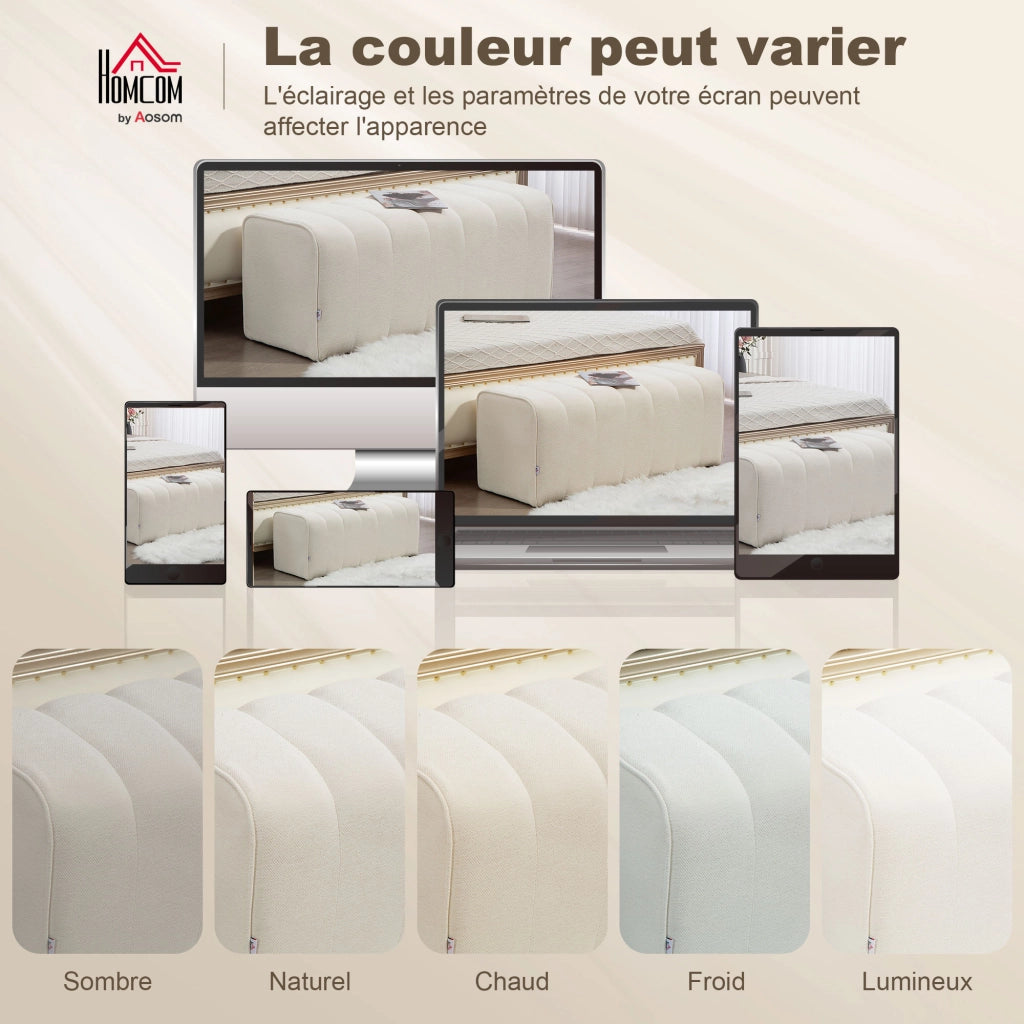 Pouf imbottito per letto ¨C zephmum ¨C crema 110x40x44 cm
