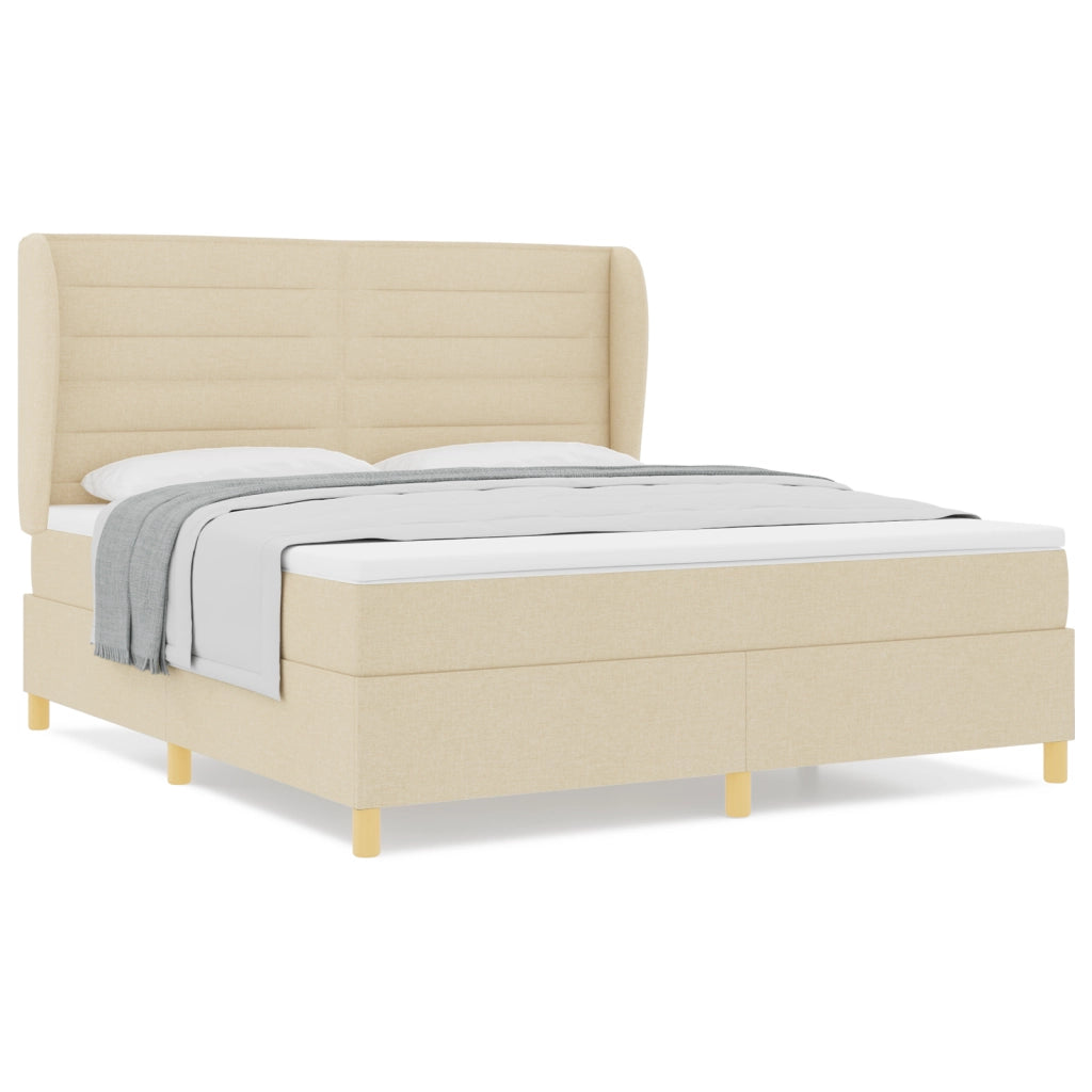 Letto a Box Spring con Materasso Panna 180x200 cm Tessuto