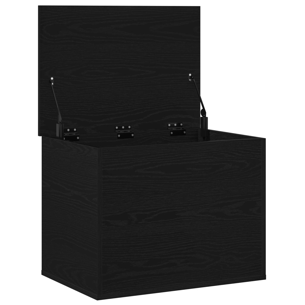 Scatola di Stoccaggio  con Coperchio Nero Rovere 60x42x46 cm Legno Ingegnerizzato