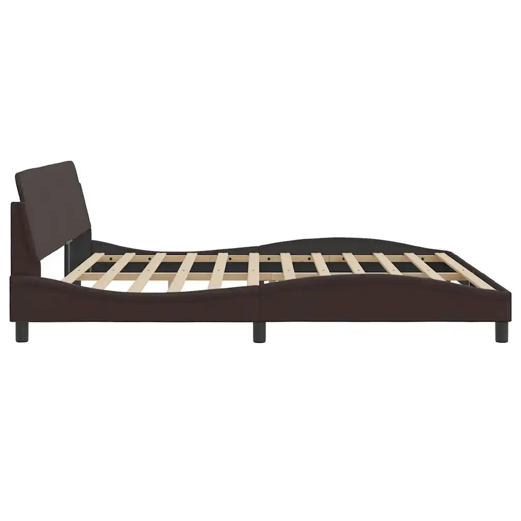 Letto matrimoniale | Letto per adulti | Giroletto Dover Marrone Scuro 200x200 cm in Tessuto
