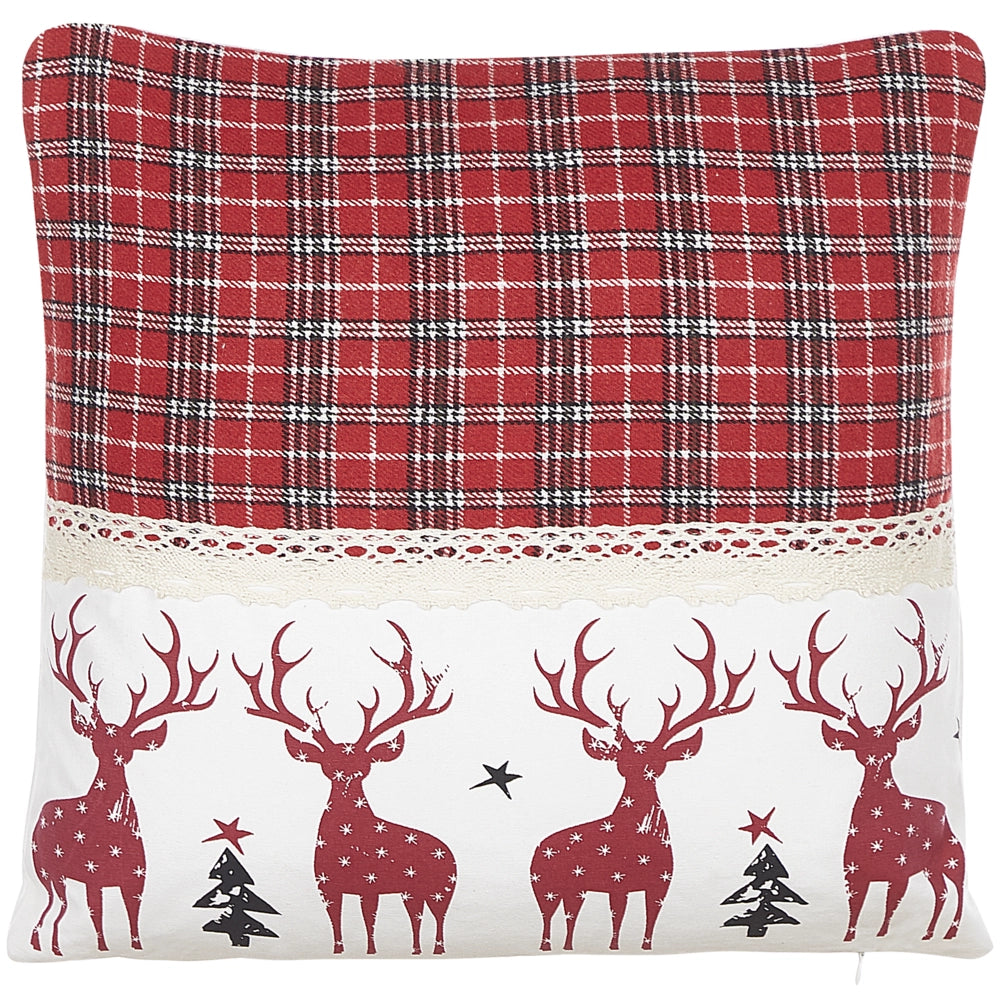 Set di 2 cuscini decorativi con renne 45 x 45 cm rosso stile moderno contemporaneo salotto camera da letto