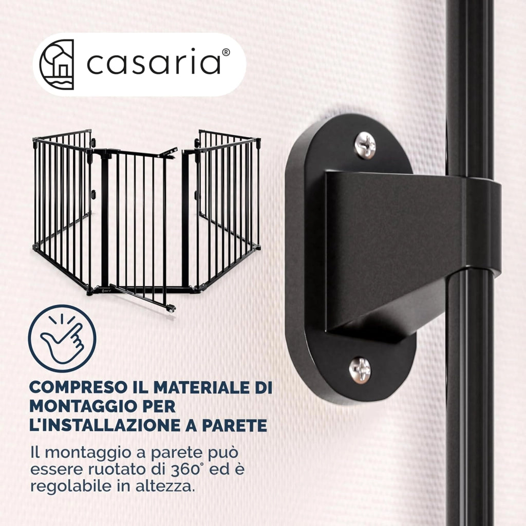 ® Cancelletto di Sicurezza per Caminetto per Bambini con Sportello in Metallo 306x76cm Protezione Cani Animali Barriera Cancello Camino Scale Stufa