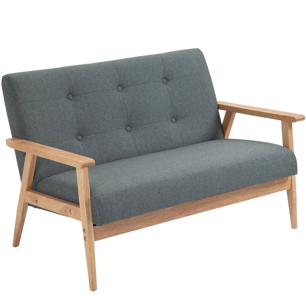 Divano 2 posti scandinavo con braccioli e gambe in legno ¨C zephmum ¨C grigio 115x66.5x73 cm