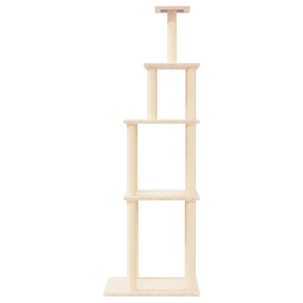 Tiragraffi per gatti torre per arrampicata giocattolo piattaforma per arrampicata con tiragraffi in sisal 183 cm crema 02_0022505