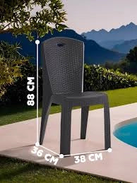 Sedia impilabile Paris in plastica effetto rattan ? 38x36x88 cm ? Colore antracite