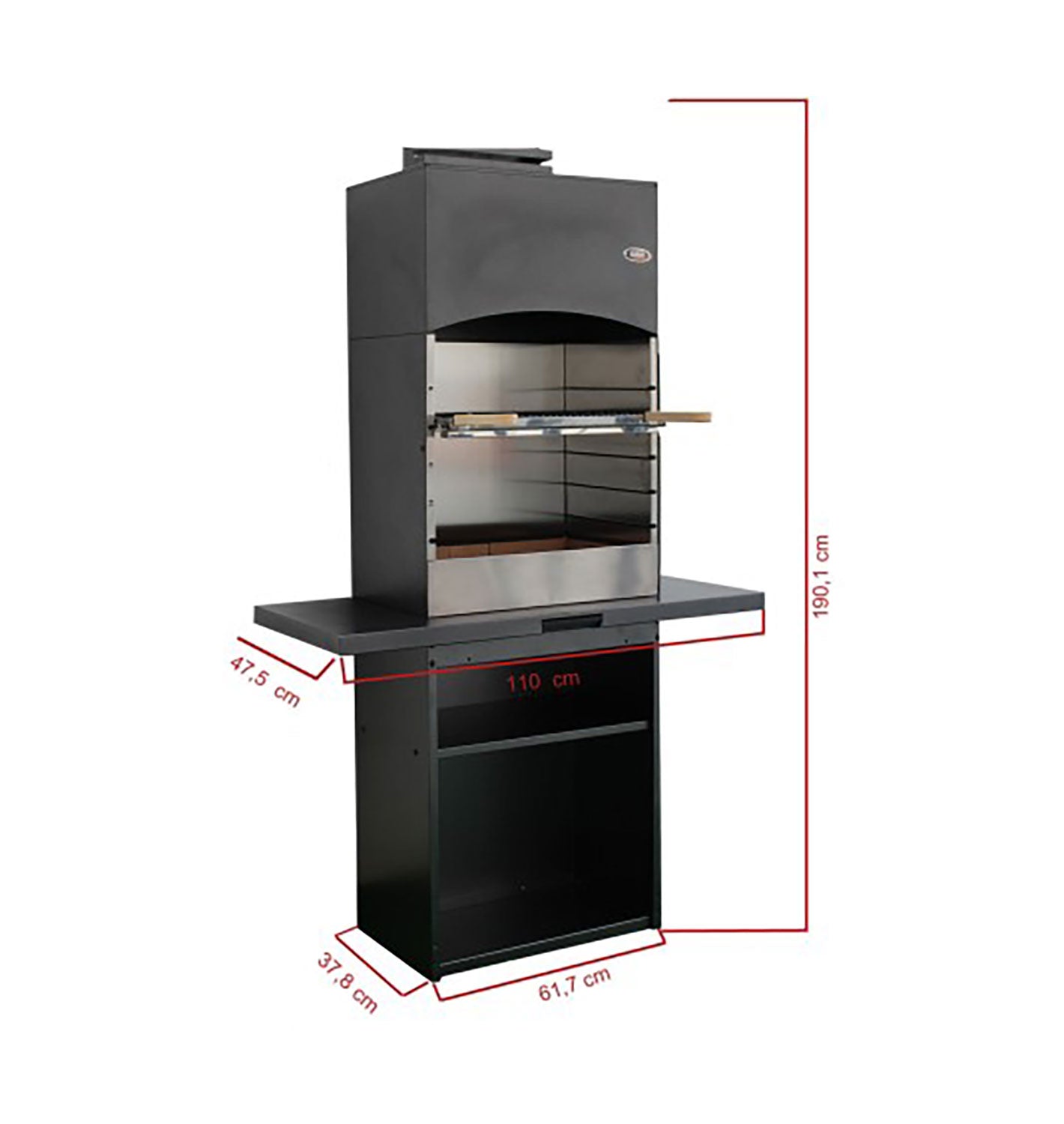 Barbecue a Legna e Carbone 110x47,5x190,1 cm Design a Colonna in Acciaio Tolosa Nero