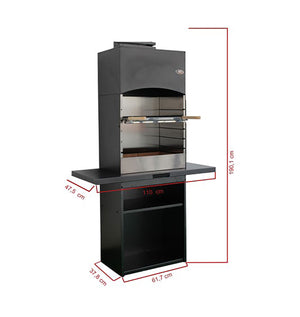 Barbecue a Legna e Carbone 110x47,5x190,1 cm Design a Colonna in Acciaio Tolosa Nero
