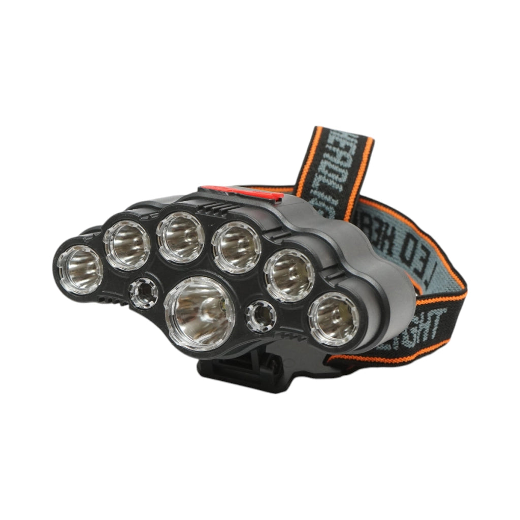 Lampada frontale con 9 LED, 4 modalità di illuminazione, ricaricabile tramite USB