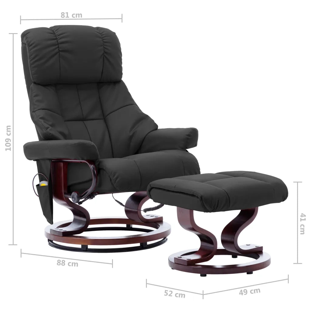 Poltrona Massaggi Reclinabile Grigia Similpelle e Legno Curvato 289868