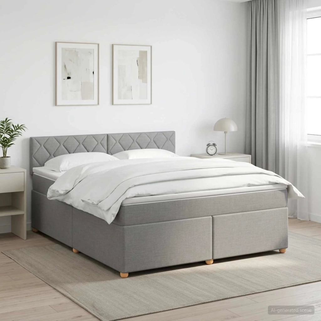 Letto box spring con materasso Grigio Chiaro 140 x 190 cm 3452422