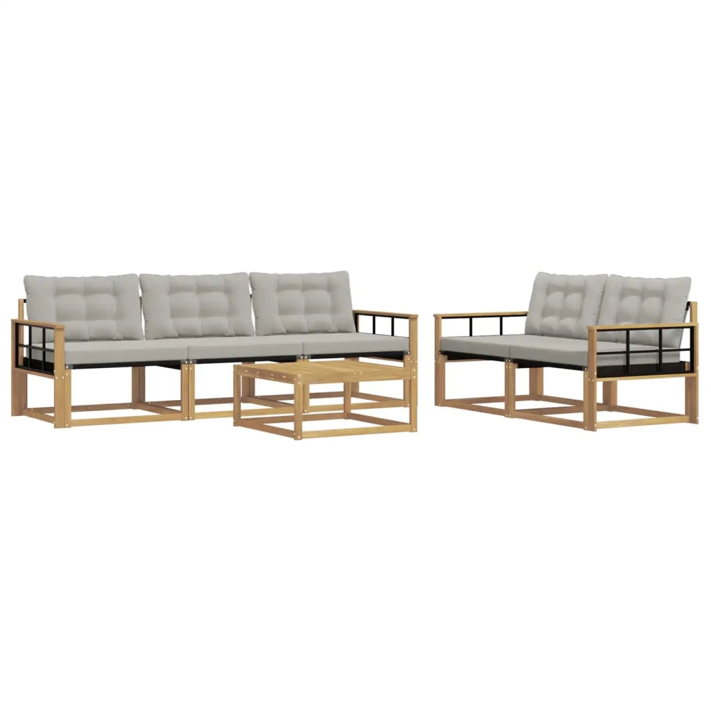 Set di divani da esterno 6 pz Bianco e Grigio Chiaro 3388425