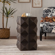 Tavolino basso in legno massello e MDF con rilievo tridimensionale retrò senza montaggio per soggiorno marrone 60 cm