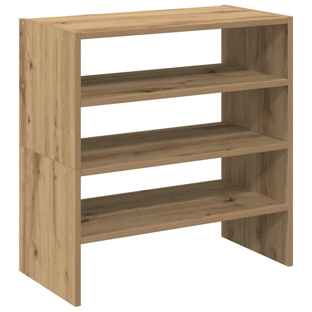 Scarpiere 2 pz Impilabili-Set di 2 Scaffale per scarpe Rovere Artigianale 60x30x30,5 cm