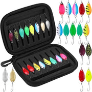 Set di accessori da pesca per trota e persico, con 16 paletti multicolore, 25 g/3 g/5 g filo di seta, asta di visita e scatola di conservazione.