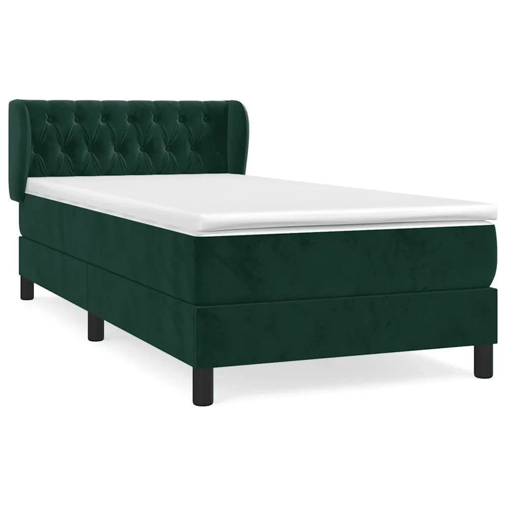 Giroletto a Molle con Materasso Verde Scuro 90x190 cm Velluto