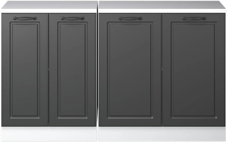 Set di mobili sottotetto Rion, Antracite casa di campagna, 140 cm Set di 2 carcasse armadio profondità 60 cm, adatto per il salvaspazio sotto tetti spioventi