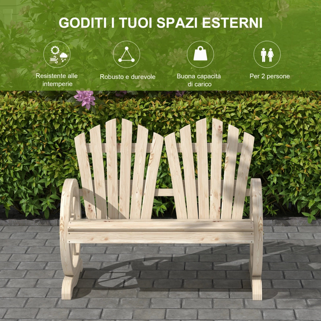 Panchina da Giardino in Legno ¨C zephmum ¨C Naturale 108x66x95cm