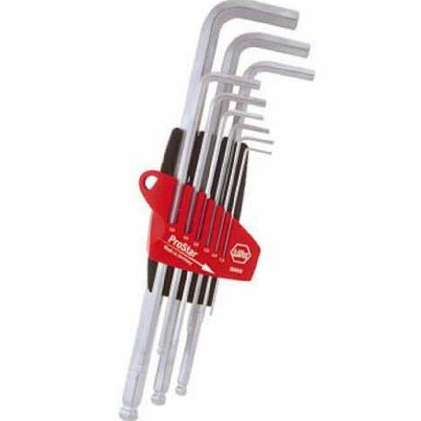 Wiha 7192 369 Set di Chiavi a Brugola con Testa Sferica 9 Pezzi Cromatura Opaca colore Cromato