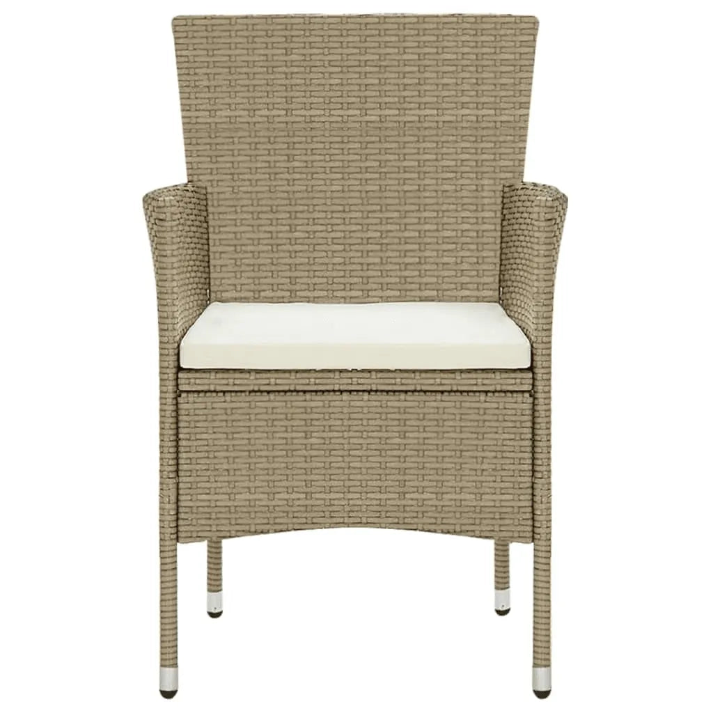 Set Pranzo da Giardino 9 pz con Cuscini in Polyrattan Beige cod mxl 39712