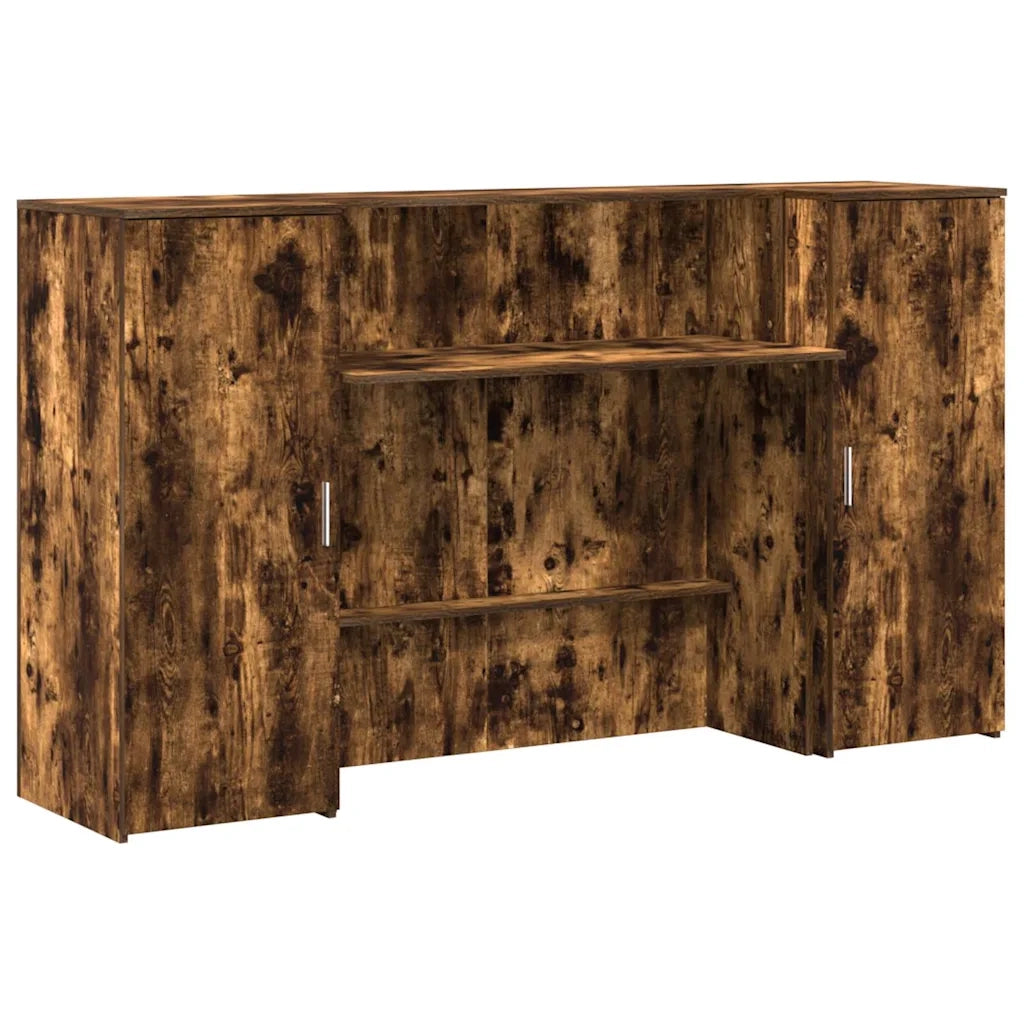 Banco Reception | Scrivania | Tavolo da Ufficio Rovere Fumo 180x50x103,5cm in Legno Multistrato
