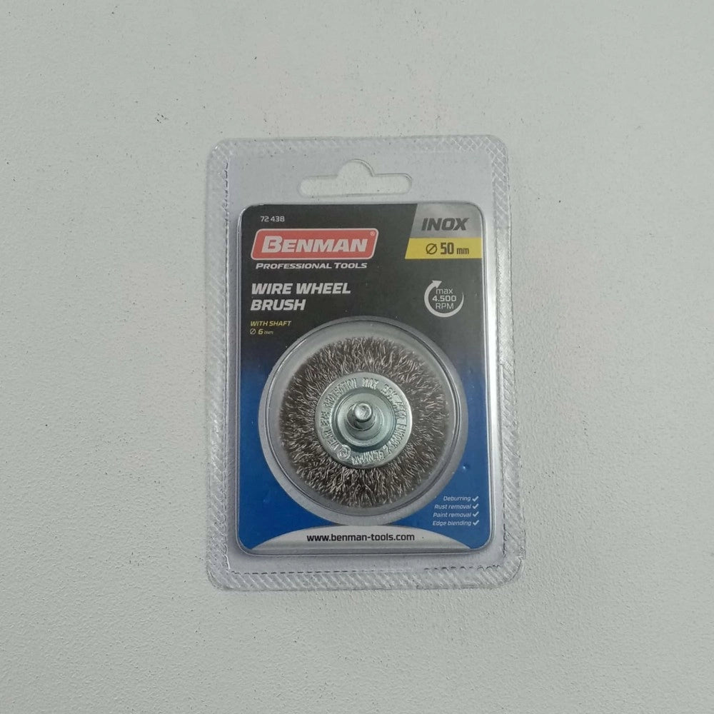 Benman spazzola circolare da 50mm con gambo 6mm in filo ondulato
