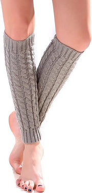 Due pair di calzettoni lunghi per donne - calzettoni per donne e ragazze invernali ricamati a maglia - calzettoni caldi e moda - calzettoni - calzettoni per gambe - disponibili in unico taglia - grigio chiaro + bianco - 40*8,5cm