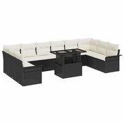 Set Divano da Giardino 11 pcs Nero Rattan in Polipropilene