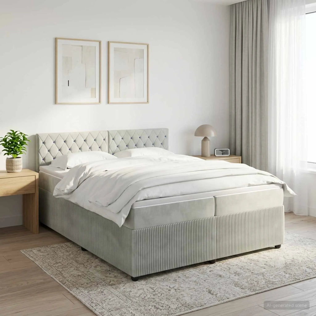 Letto box spring con materasso Grigio Chiaro 200 x 200 cm 3453203