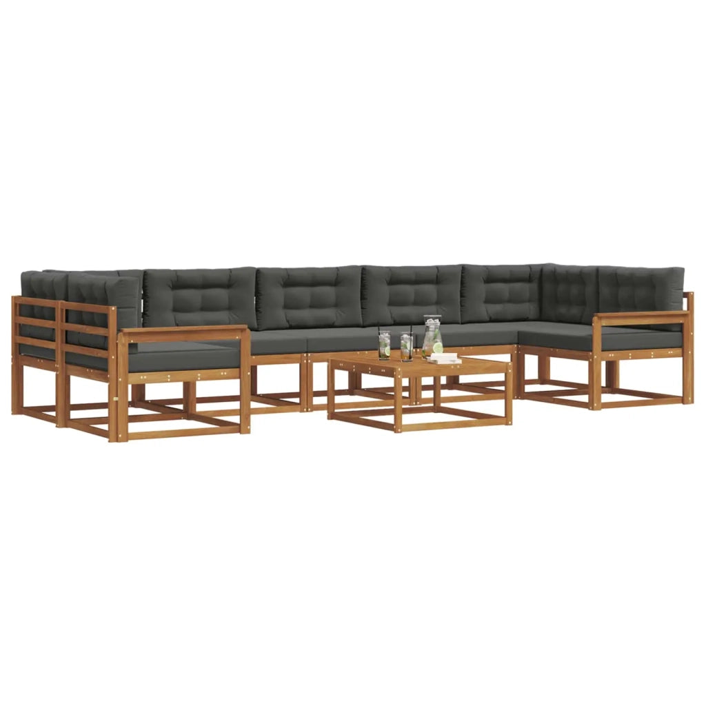 Set di divani da esterno con cuscino 8 pcs Naturale e Antracite