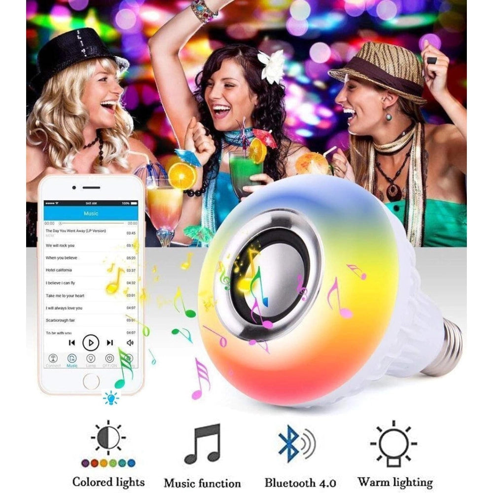 Trade Shop - Lampadina Cassa Bluetooth Colorata Led E27 Rgb Bulbo Musica Lampada Telecomando -