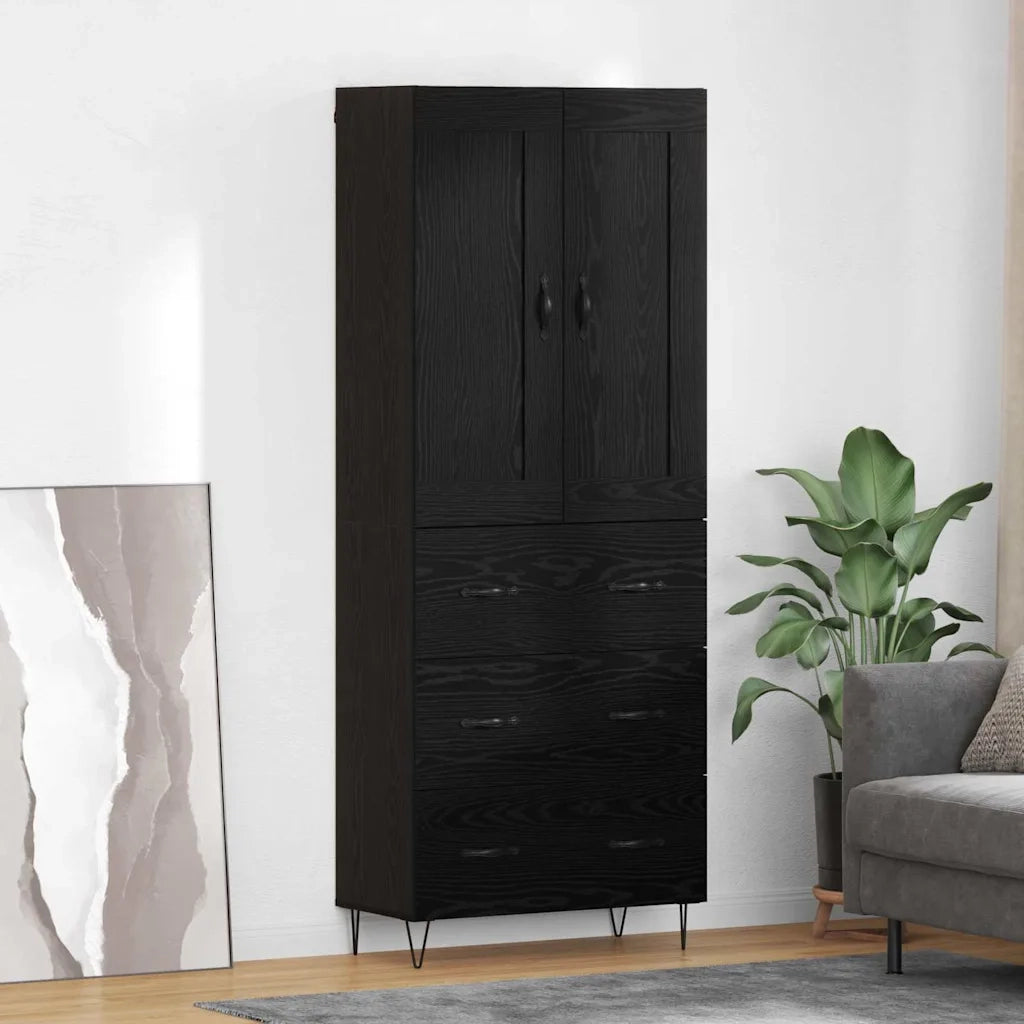 Credenza Rovere Nero 69,5 x 34 x 180 cm Legno multistrato 3416076