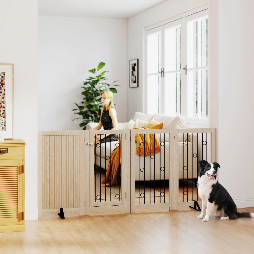 Cancello per animali domestici ¨C zephmum ¨C Grigio, MDF, Acciaio, 4 Pannelli