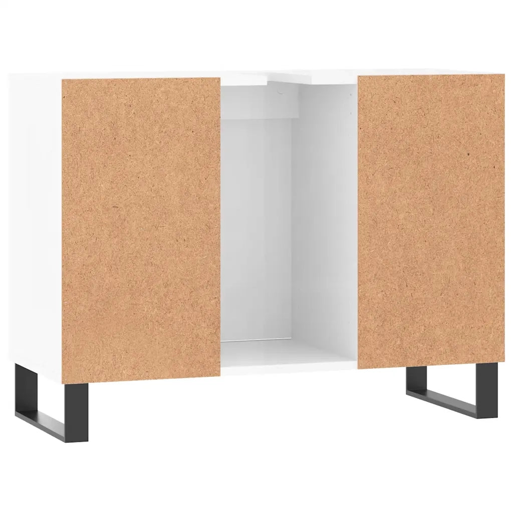 Armadietto Bagno Bianco Lucido 80x33x60cm in Legno Multistrato 831638