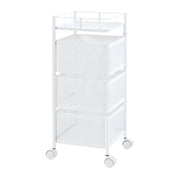 Carrello di servizio carrello da cucina/soggiorno mobile contenitore a 3 ripiani 65 x 27 x 27 cm acciaio bianco 03_0009251